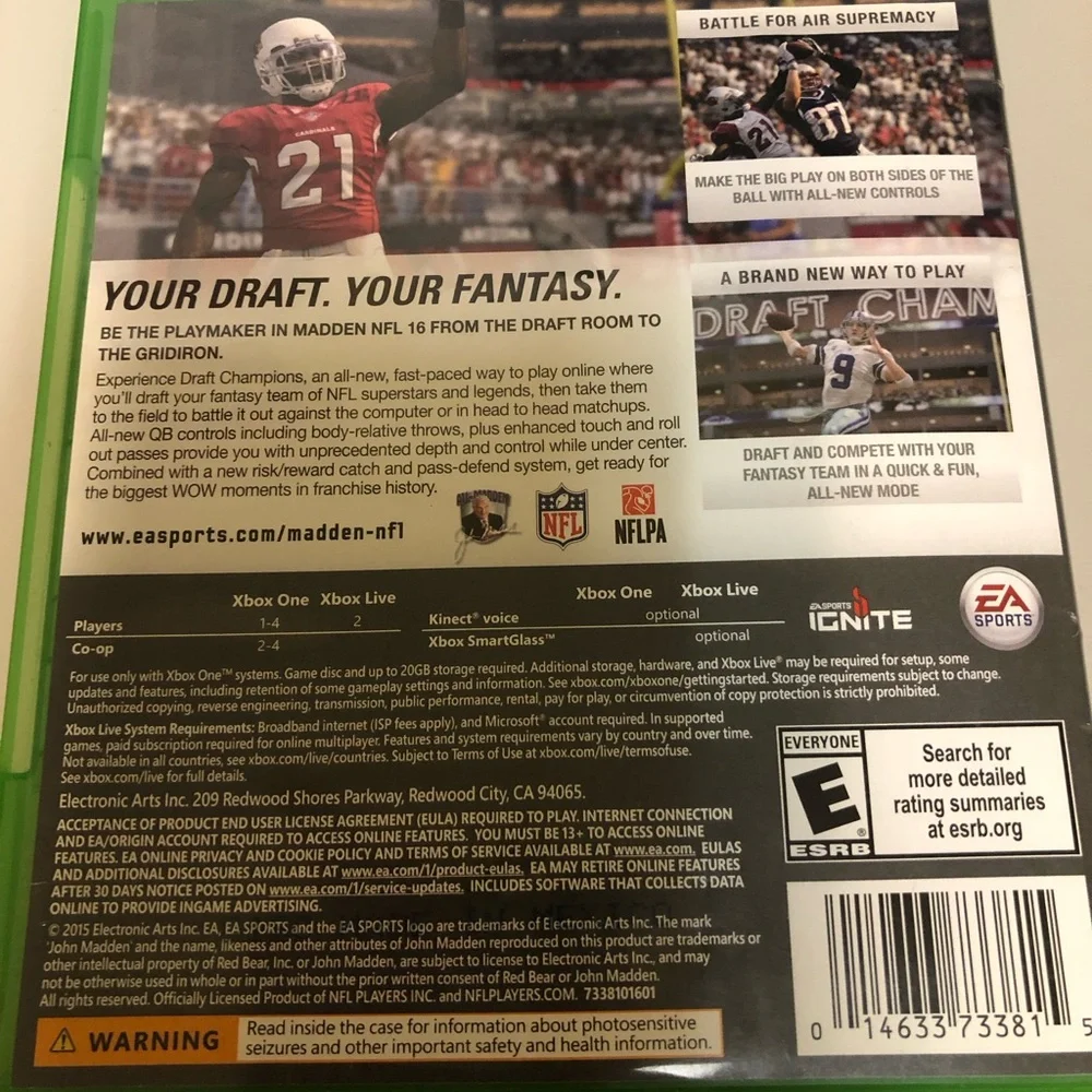Madden‎ NFL 16 Xbox One game with Odell Beckham Jr. football video game